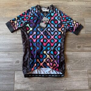 NWT WEIMOSTSR Cycling Jersey‎ Short Sleeve Colorful Geometric Print Size S